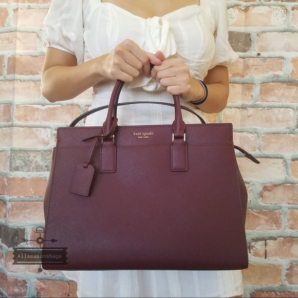 Kate spade LARGE satchel crossbody CHERRYWOOD bag - Picture 4 of 8